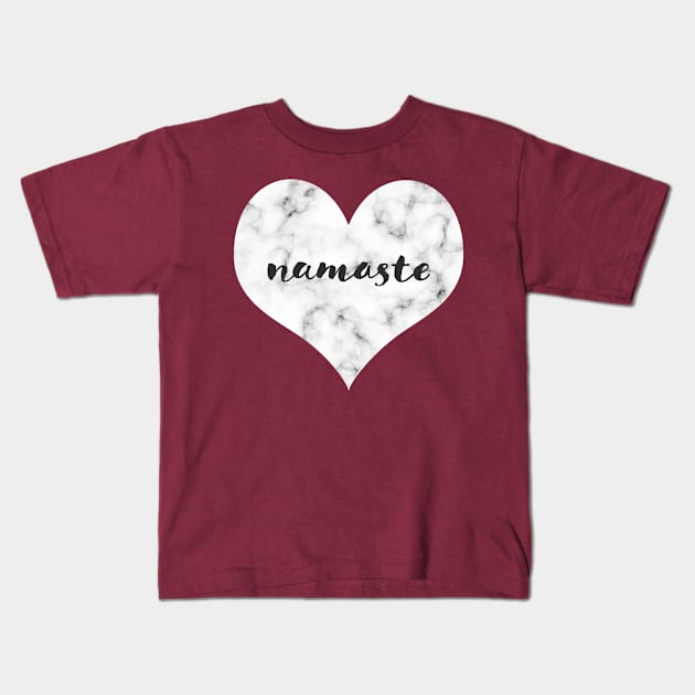 "NAMASTE" Marble Heart Kids T-Shirt by ABcreative